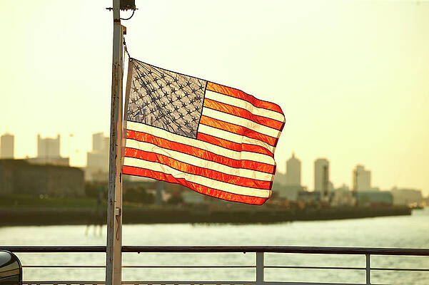 Wall Art - Photograph - American Flag Against Boston Skyline by Josh Campbell