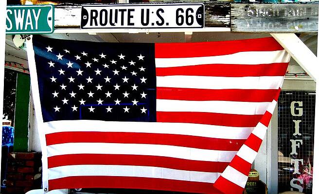 American flag Route 66 by Dany Lison