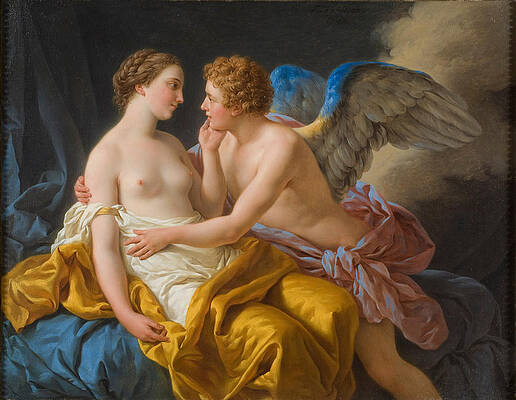 Amor and Psyche Print by Louis-Jean-Francois Lagrenee