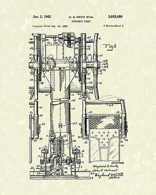 Wall Art - Drawing - Amusement Ride 1962 Patent Art by Prior Art Design
