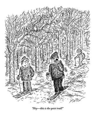 Wall Art - Drawing - An Aggravated Skier Glares At Another Skier Who by Edward Koren
