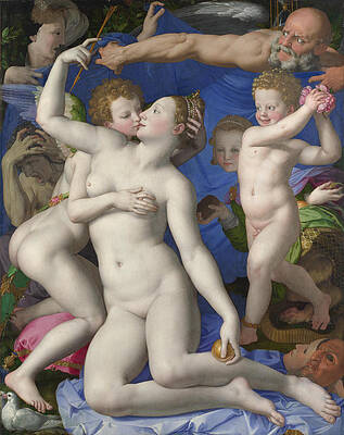 An Allegory with Venus and Cupid Print by Bronzino