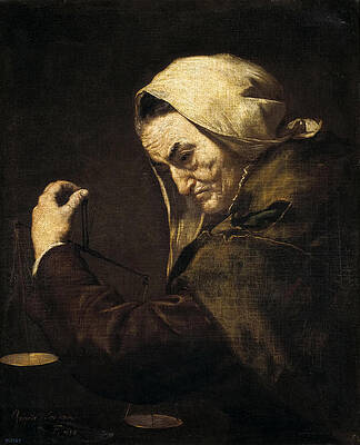 An Old Money-Lender Print by Jusepe de Ribera