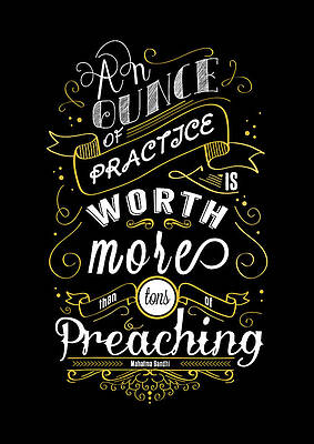 Wall Art - Digital Art - An Ounce of Practice Is Worth  Inspirational Typography Art. quotes poster by Lab No 4 - The Quotography Department