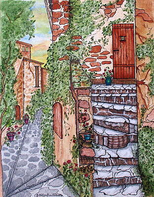 Wall Art - Painting - Ancient Crumbling Stone Steps by Ashley Goforth