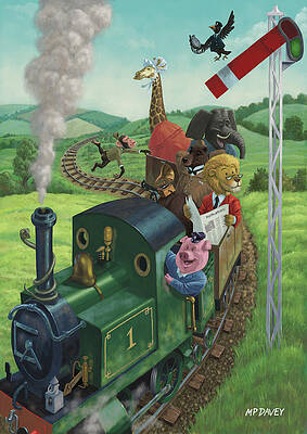 Wall Art - Painting - Animal Train Journey by Martin Davey