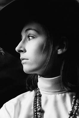 Wall Art - Photograph - Anjelica Huston Wearing Beads by Arnaud de Rosnay