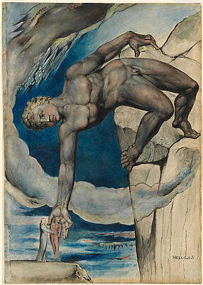 Antaeus Setting Down Dante And Virgil In The Last Circle Of Hell Print by William Blake