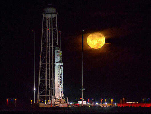 Wall Art - Photograph - Antares Rocket At Launch Pad by Science Source