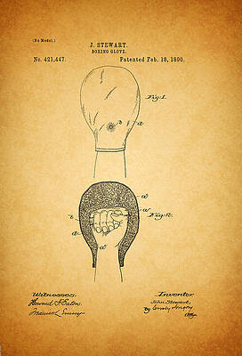 Рисунок боксера - Антикварная боксерская перчатка патент 1890 года от Mountain Dreams