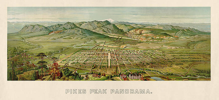 Wall Art - Drawing - Antique Map of Colorado Springs by H. Wellge - 1890 by Blue Monocle