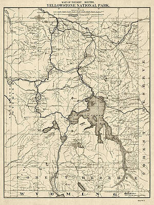 Wall Art - Drawing - Antique Map of Yellowstone National Park by the U. S. War Department - 1900 by Blue Monocle