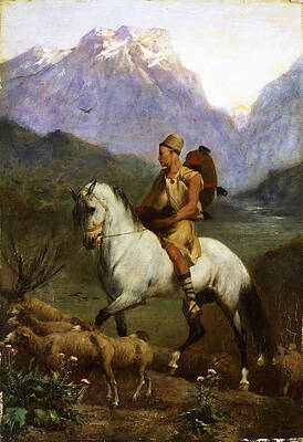 Arabian Shepherd . Shepherd High Plateau Of Kabylia Print by Eugene Fromentin