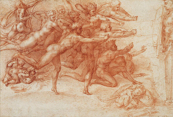 Archers shooting at a herm Print by Michelangelo di Lodovico Buonarroti Simoni