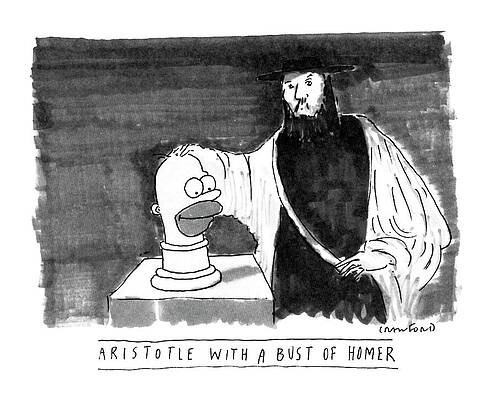 Aristotle with Homer Simpson Bust Wall Art