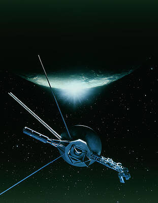 Wall Art - Photograph - Artwork Showing Voyager 2 Leaving Triton by Julian Baum/science Photo Library