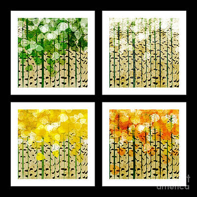 Wall Art - Digital Art - Aspen Colorado Abstract Square 4 In 1 Collection by Andee Design