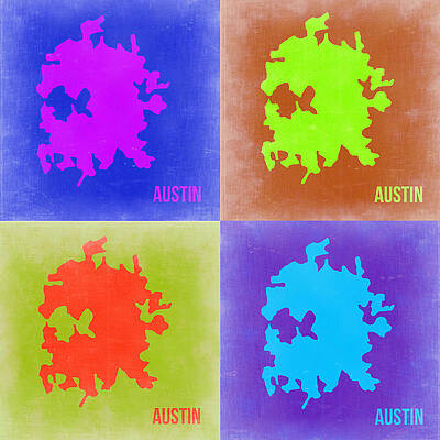 Wall Art - Painting - Austin Pop Art Map 2 by Naxart Studio
