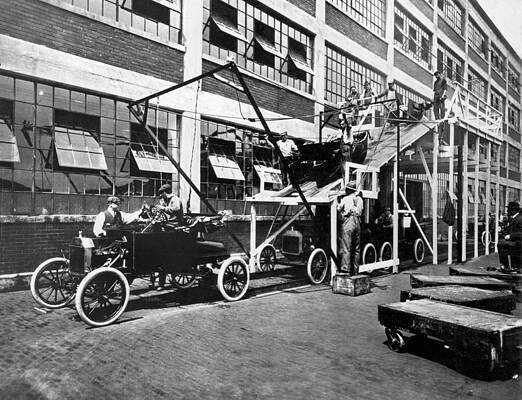Wall Art - Photograph - Automobile Assembly Line by Underwood Archives