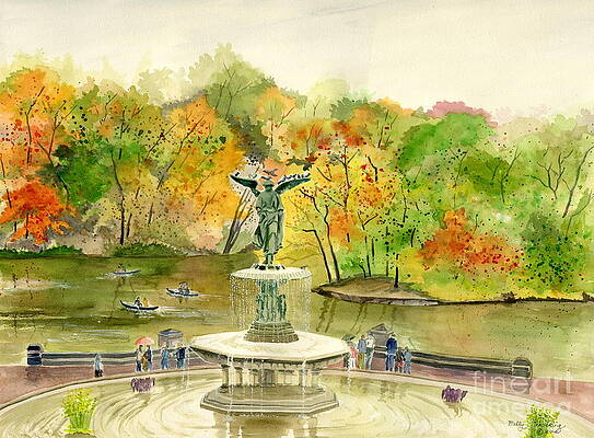 Bethesda Fountain, Central Park, New York City watercolor - Heidi