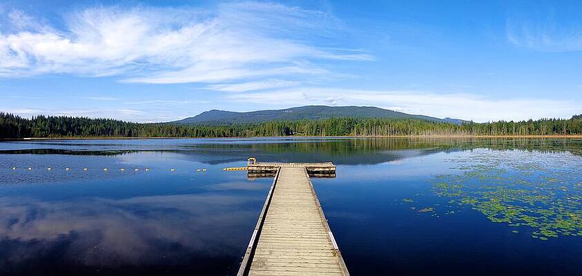 Autumn Calm Reflections On Whonnock Lake, Maple Ridge, British Columbia - Panoramic by IAN MCADIE Autumn Calm Reflections On Whonnock Lake, Maple Ridge, British Columbia - Panoramic by IAN MCADIE