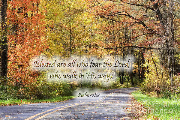Wall Art - Photograph - Autumn Road with Scripture by Jill Lang