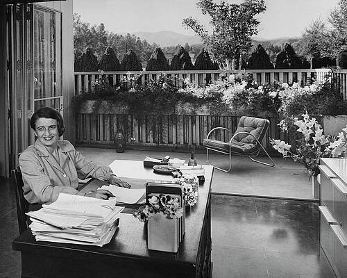 Wall Art - Photograph - Ayn Rand At Her Desk by Julius Shulman