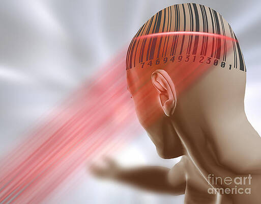 Wall Art - Photograph - Barcode Head by Mike Agliolo