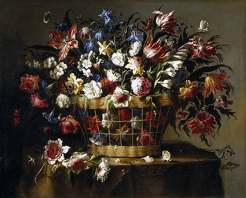 Basket of Flowers Print by Juan de Arellano