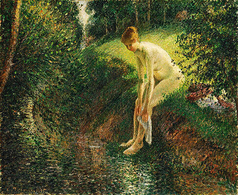 Bather In The Woods Print by Camille Pissarro