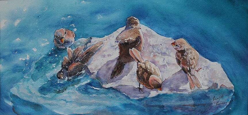 Wall Art - Painting - Bathtime by Ruth Kamenev