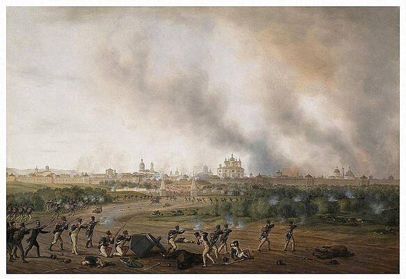 Battle of Smolensk on 18 August 1812 Print by Albrecht Adam