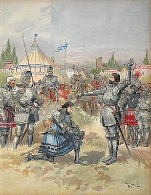 The Accolade Dubbing Edmund Blair Leighton Knights Templar Canvas Print Poster