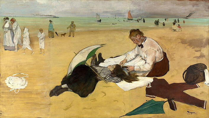 Beach Scene Print by Edgar Degas