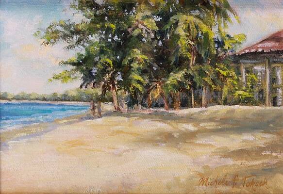 Beach Scene with Palm Trees by Michele Tokach