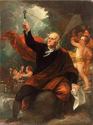 Benjamin Franklin Drawing Electricity from the Sky Print by Benjamin West