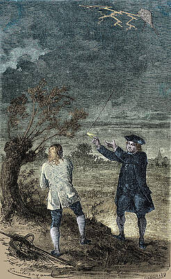 Wall Art - Photograph - Benjamin Franklins Kite Experiment, 1752 by Science Source