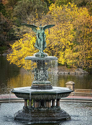 Bethesda Fountain Central Park Morning Fall New York Art Photo Print Poster  Unframed Picture Size 10x8 Inch Paper Size 11x9 Inch Fit Standard Frame