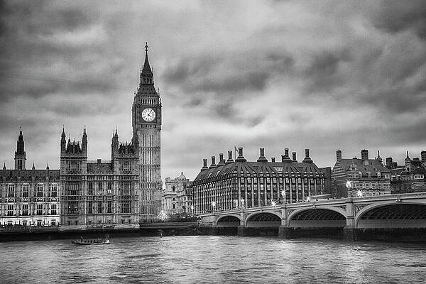 London city parlement big ben photo papier peint mural noir & blanc 360x254 