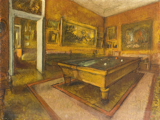 Billiard Room at Menil-Hubert Print by Edgar Degas