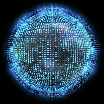 Wall Art - Photograph - Binary Code On A Sphere by Science Photo Library