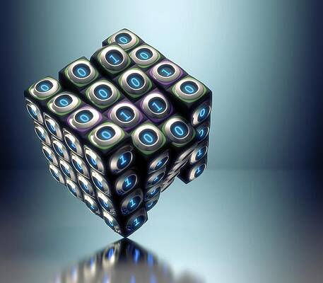 Wall Art - Photograph - Binary Cube by Science Photo Library