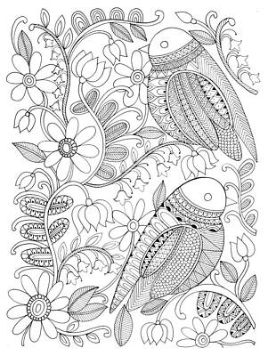 Wall Art - Drawing - Bird Birds 1 by MGL Meiklejohn Graphics Licensing