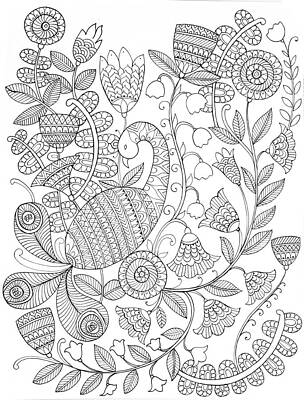 Wall Art - Drawing - Bird Peacock 9 by MGL Meiklejohn Graphics Licensing