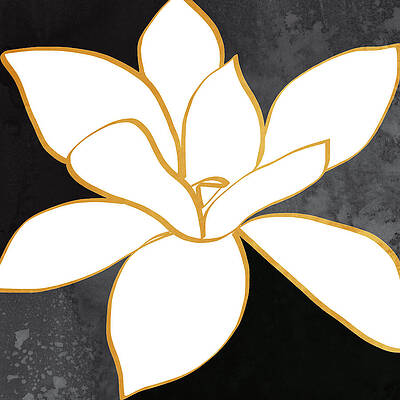 Wall Art - Painting - Black and Gold Magnolia- floral art by Linda Woods