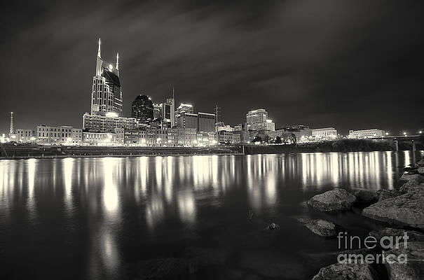 Black and White image of Nashville TN Skyline  by Jeremy Holmes