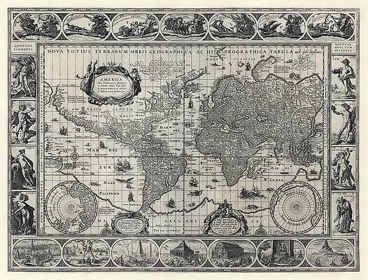 Wall Art - Photograph - Blaeu's World Map by Science Photo Library
