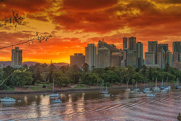 Golden Brisbane Sunset by Peter Lombard Golden Brisbane Sunset by Peter Lombard