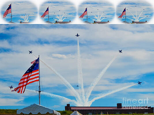 Wall Art - Photograph - Blue Angels Bomb Burst in Air over Fort McHenry Vignette Series by Jeff at JSJ Photography