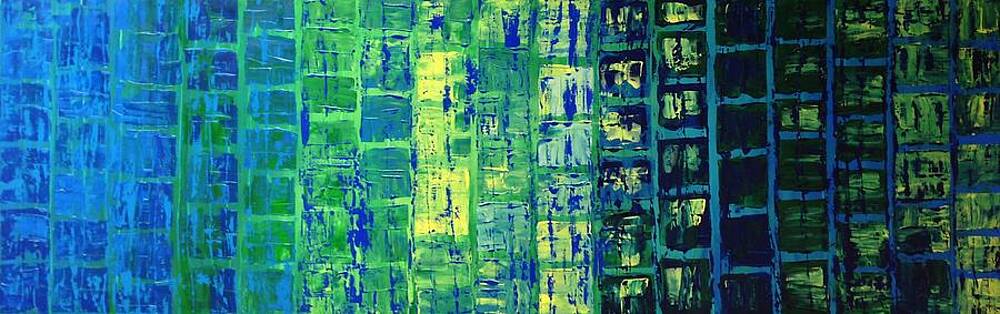 Wall Art - Painting - Blue CIty by Linda Bailey